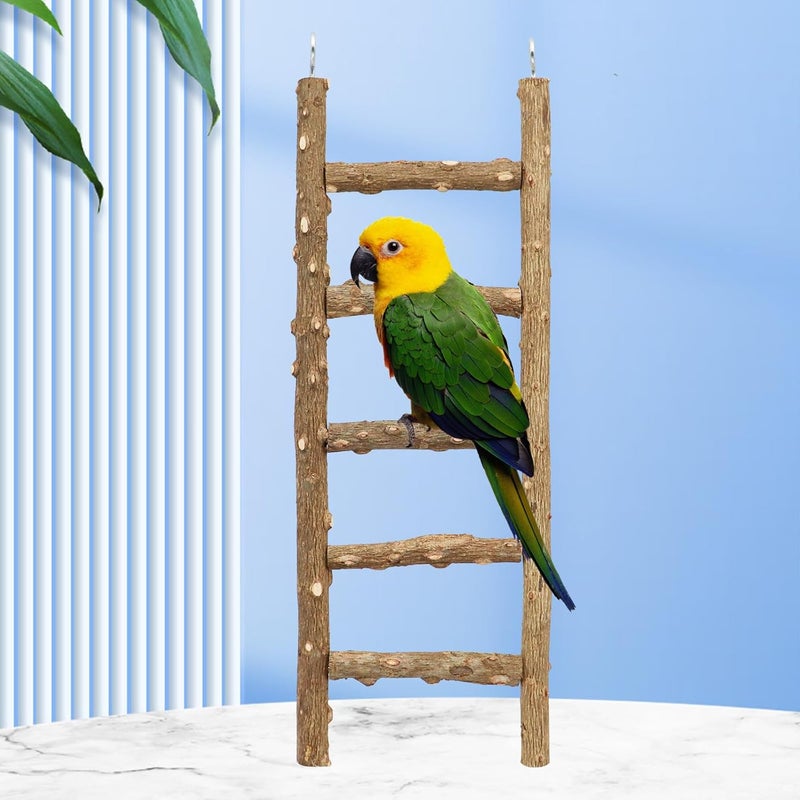 Neeenn Natural Pepper Wood Parrot Ladder, 5-Step Bird Climbing Toys, Suitable for Parrots, Parakeets, Cockatiels - Image 3
